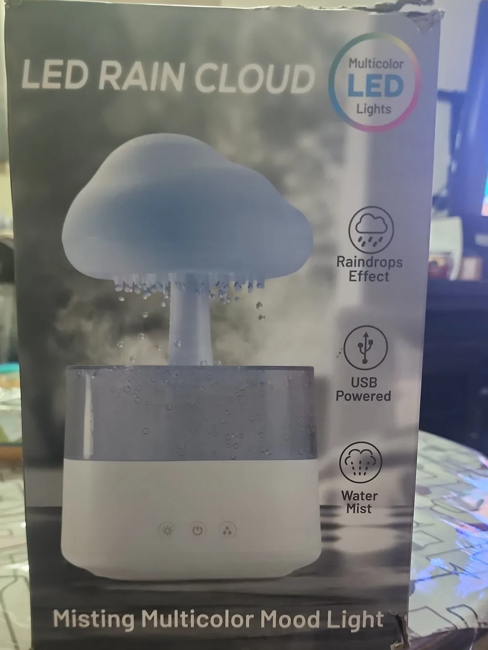 LED Rain Cloud Misting Multicolor Mood Light - White